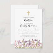 Baptism-uitnodiging | Wilde bloem Kaart (Voorkant / Achterkant)