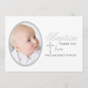 Baptism Word Silver Foto Dank u Notecard Bedankkaart