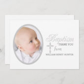 Baptism Word Silver Foto Dank u Notecard Bedankkaart (Voorkant / Achterkant)