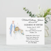 Baptismal Baby Boy Maagd Maria Uitnodiging (Staand voorkant)