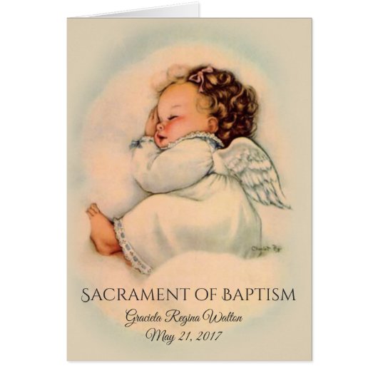 Baptismal  Baby Girl Angel - Uitnodiging (Voorkant)