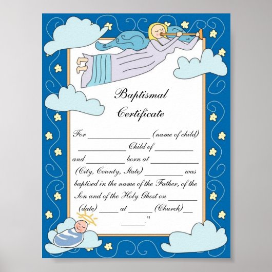 Baptismal certificaat poster (Voorkant)