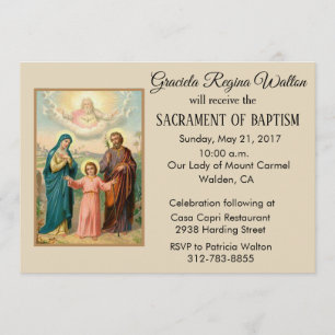 Baptismal Heilige Familie Jezus Maria Jozef Uitnod Kaart