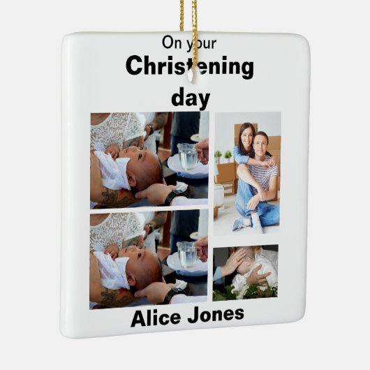 Baptisme - Aangepast 4 Fotocollage Keramisch Ornament (Rechts)