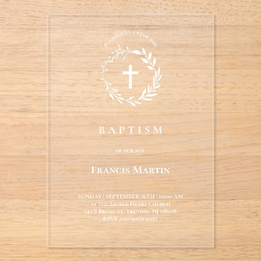 Baptisme Acryl Uitnodigingen (Voorkant)