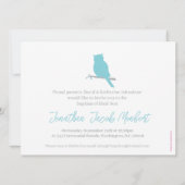 Baptisme babyjongen uil vogelfoto-uitnodigkaart kaart (Achterkant)