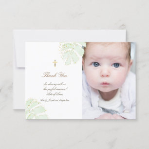 Baptisme bedankt palm laat glitter-uitnodiging kaart