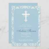 Baptisme - Blue Damask Kaart (Voorkant / Achterkant)