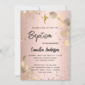 Baptisme blush eucalyptus gold glitter kaart (Voorkant)