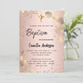 Baptisme blush eucalyptus gold glitter kaart (Staand voorkant)