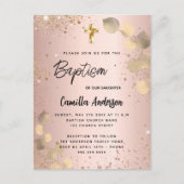 Baptisme blush eucalyptus gold glitter uitnodiging briefkaart (Voorkant)