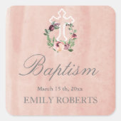 baptisme blush marsala floral monogram sticker (Voorkant)