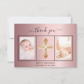 Baptisme blush roze fotoscriptemeisje bedankkaart (Voorkant)