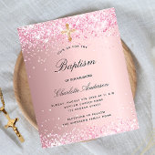 Baptisme blush roze glitter girl budget uitnodigin