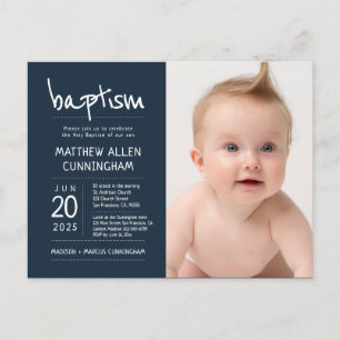 Baptisme Boy   Modern + Eenvoudige fotouitnodiging Briefkaart