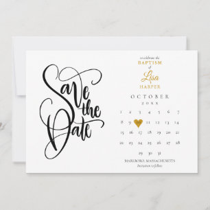 Baptisme Christening Calendar Gold Heart Save The Date