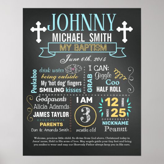 Baptisme Christening Chalkboard Poster (Voorkant)
