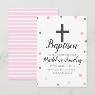 Baptisme Christening Confetti Pink Folie Gold Stip Kaart
