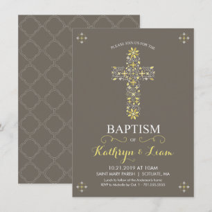 Baptisme, Christening Invitatio, Meisje en Jongen Kaart