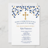 Baptisme, Christening Invitation in Navy en Gold Kaart (Voorkant)