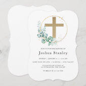 BAPTISME, Christening, Minimalist, Eucalyptus Kaart (Voorkant / Achterkant)