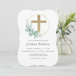 BAPTISME, Christening, Minimalist, Eucalyptus Kaart