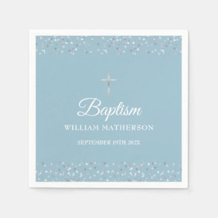 Baptisme Christening Modern Silver Hearts Servet