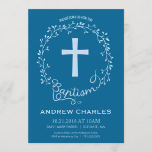 Baptisme, Christening Uitnodiging - Baby Boy Invit