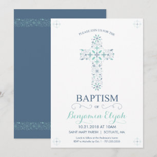 Baptisme, Christening Uitnodiging - Baby Boy Invit