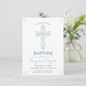 Baptisme, Christening Uitnodiging - Baby Boy Invit (Staand voorkant)