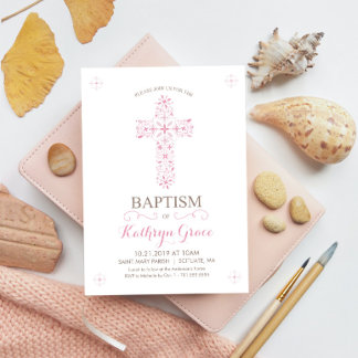 Baptisme, Christening Uitnodiging, Baby Girls Uitn Kaart