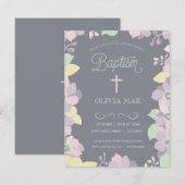 Baptisme, Christening Uitnodiging - Bloemen & Krui (Voorkant / Achterkant)