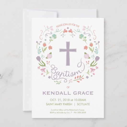 Baptisme, Christening Uitnodiging voor Meisje - Aa (Voorkant)