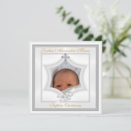 Baptisme Christening White Star Fotocross bow Kaart (Staand voorkant)