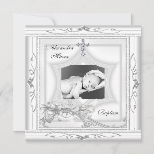 Baptisme Christening White Star Fotocross bow Kaart (Voorkant)