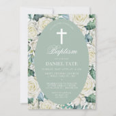 Baptisme & Christening WhiteFlowers Eucalyptus Kaart (Voorkant)