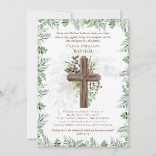 BAPTISME classique Invitation Feuille de verdure
