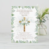 BAPTISME classique Invitation Roses blanches or (Debout devant)