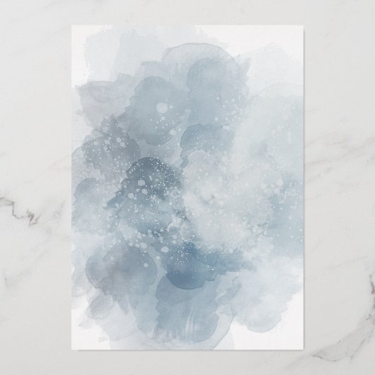 Baptisme dusty blue waterverf Silver Folie Uitnodiging (Achterkant)