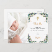Baptisme eucalyptus aangepaste foto bedankt briefkaart (Voorkant / Achterkant)