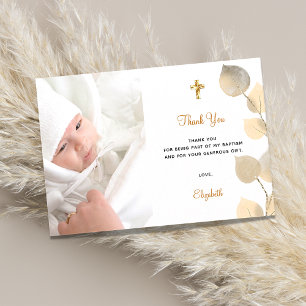 Baptisme eucalyptus foto golden Bedankt Briefkaart