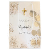 Baptisme eucalyptus glitter golden monogram medium cadeauzakje (Achterkant)