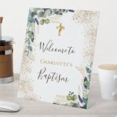 Baptisme eucalyptus greenery elegant welkom reclamebord met voetstuk (Insitu)