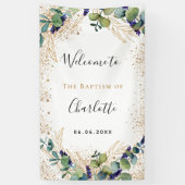 Baptisme eucalyptus greenery elegant welkom spandoek (Verticaal)
