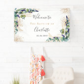 Baptisme eucalyptus greenery Gold elegant welkom Spandoek (Insitu)