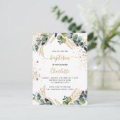 Baptisme eucalyptus greenery Gold-uitnodiging Briefkaart (Staand voorkant)
