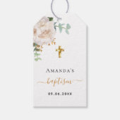Baptisme eucalyptus greenery white floral cadeaulabel (Voorkant)