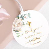 Baptisme eucalyptus greenery white floral gold bedankjes labels