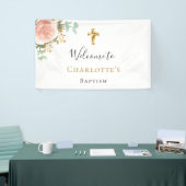 Baptisme eucalyptus roze florale roos goud welkom spandoek (Beurs)