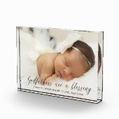 Baptisme Gift for Godfather Simple Modern Script Fotoblokken (Rechts)